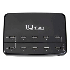 10 USB-port ladestasjon