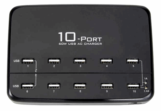 10 USB-port ladestasjon