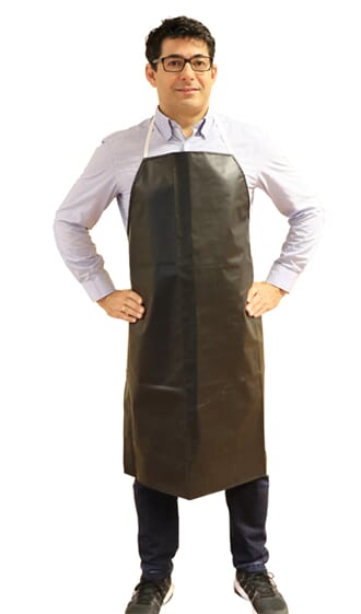 Beskyttelsesforkle , med svart PVC i fronten