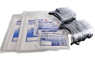 Verneutstyr, klassesett med briller, forkle og hansker