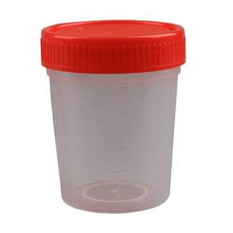 Plastbeger med skrulokk, 100 ml, 10 stk