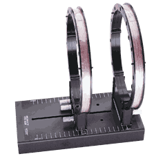 Helmholtz spoler, montert på baseplate